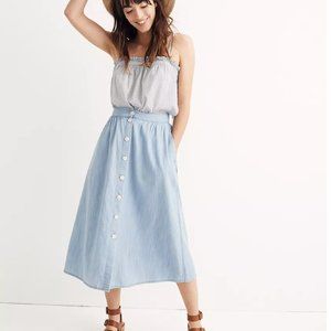 Madewell Palisade Button-Front Midi Skirt